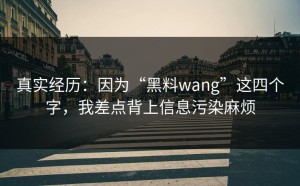 真实经历：因为“黑料wang”这四个字，我差点背上信息污染麻烦