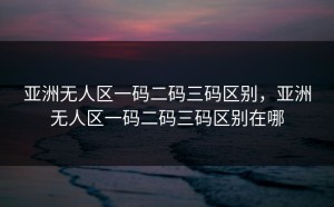 亚洲无人区一码二码三码区别，亚洲无人区一码二码三码区别在哪