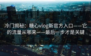 冷门揭秘：糖心vlog新官方入口——它的流量从哪来——最后一步才是关键