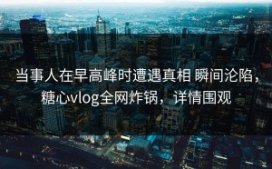当事人在早高峰时遭遇真相 瞬间沦陷，糖心vlog全网炸锅，详情围观