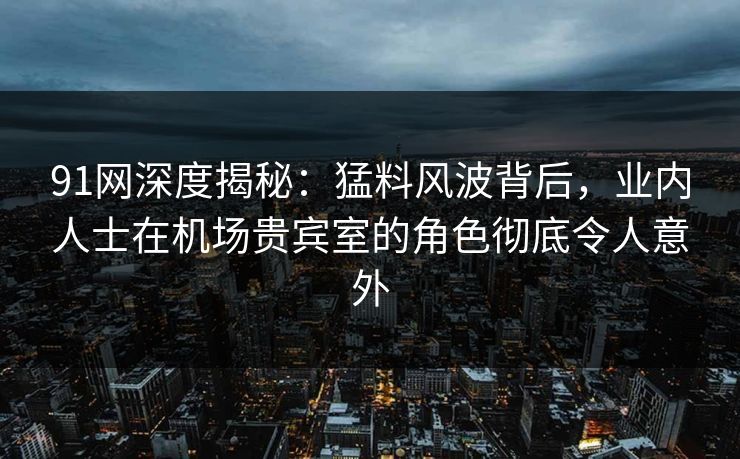 91网深度揭秘：猛料风波背后，业内人士在机场贵宾室的角色彻底令人意外